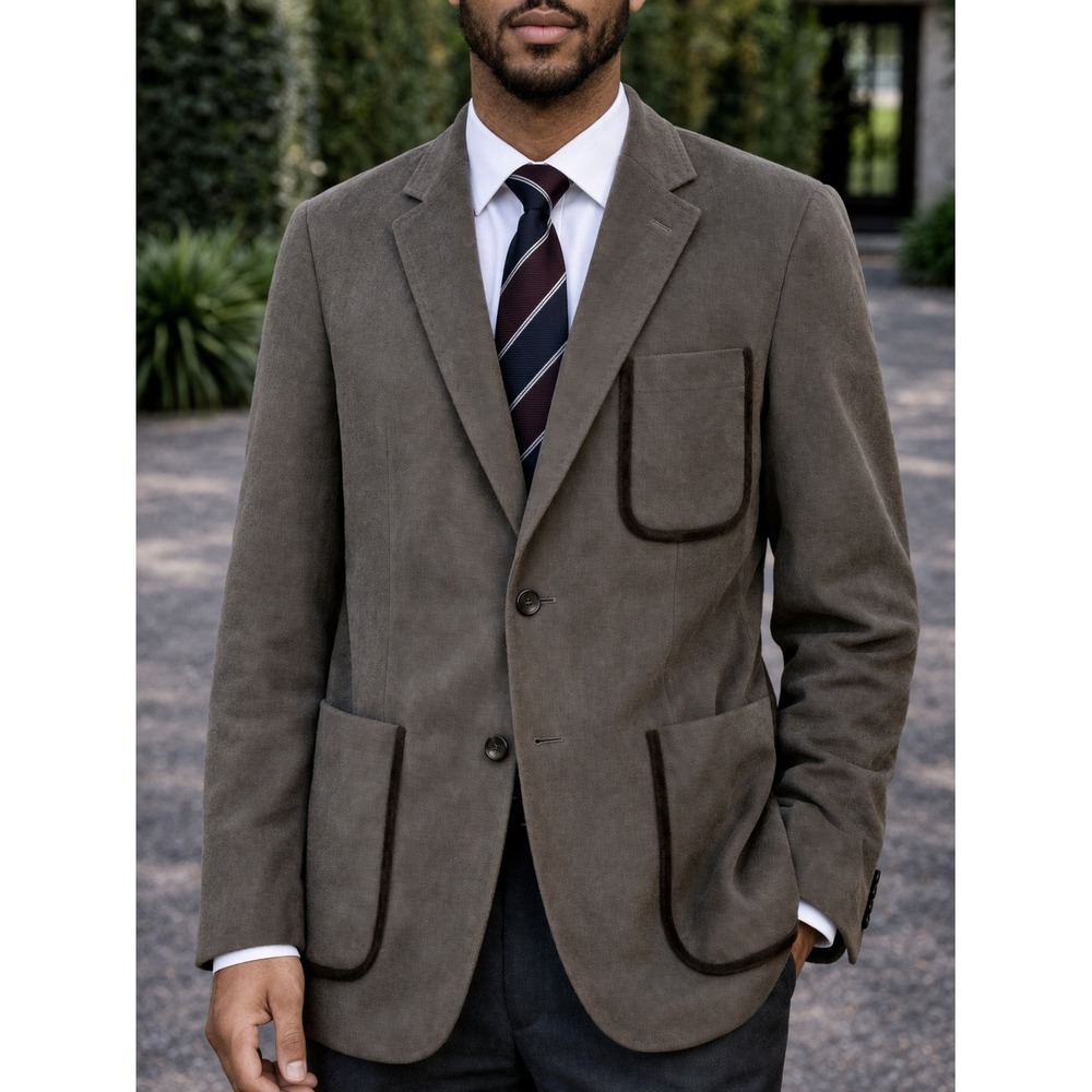 GUCCI Brown Canvas Suede Blazer Jacket owner NBA Devin Harris Dallas Mavericks